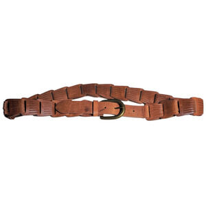 Eddie Bauer Brown Woven Leather Belt XL 46″ Boho Brass Buckle Genuine Leather